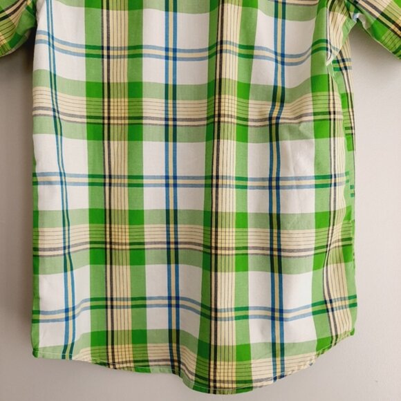 OLD NAVY Western Pearl Snap Button Plaid Shirt Green Big Kids Youth Sz XL - Picture 8 of 11